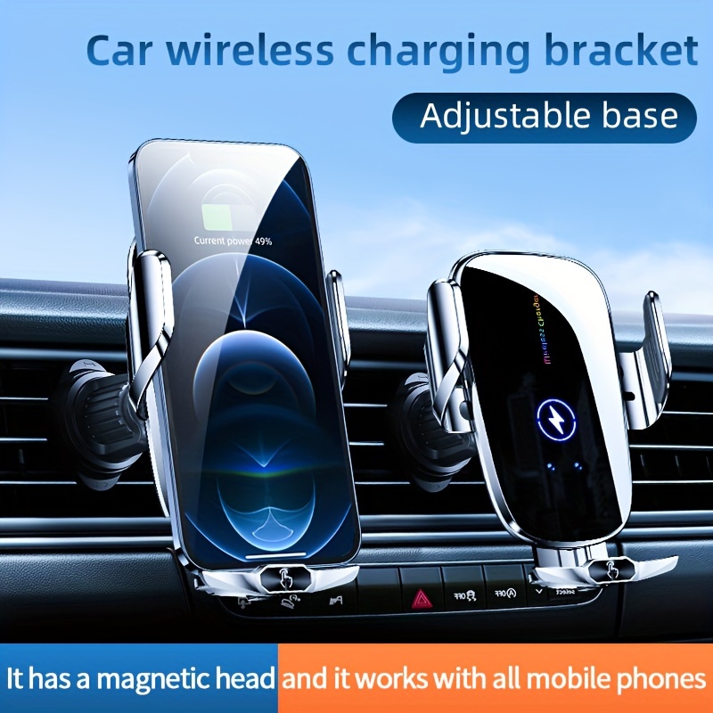 

Wireless Car Phone Charger With 15w Fast Charging, Automatically Opening And Closing, Suitable For All Phones As Apple And Samsung, With A Magnetic Suction Head For Delivery.