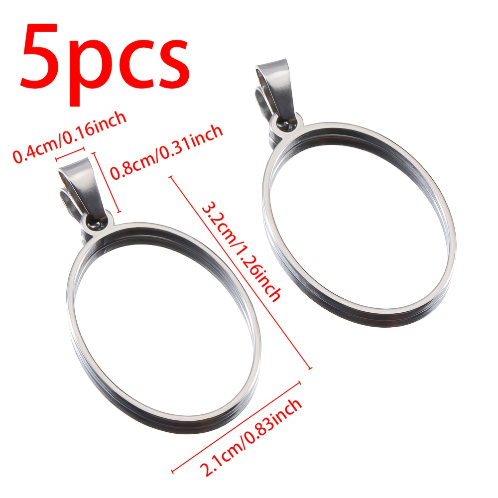 Image of 5pcs 304 Stainless Steel Hollow Pendant Set With Star, Heart, And Round Frame Designs For Diy Necklace And Earring Making