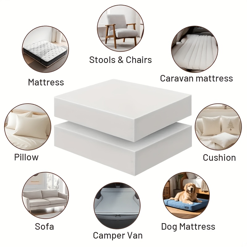 indoor outdoor high density decorative foam pad high elastic   suitable for dining chair square foam seat pads replaceable and cuttable high rebound white sponge handmade multi purpose 40 x 40 x 5cm 45 x 45 x 5cm universal style