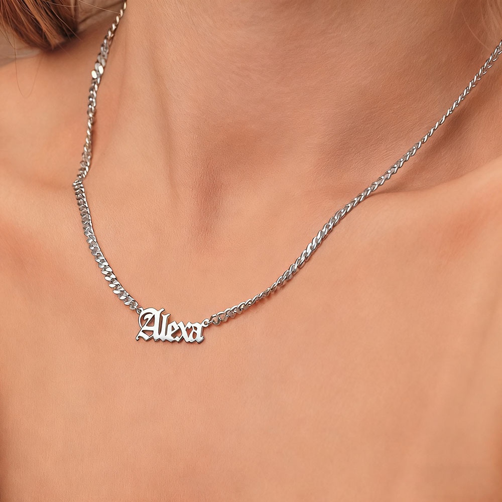 TEMU Collier avec pendentif de nom anglais personnalisé, adapté aux hommes et aux femmes, avec une chaîne . exclusifs DIY fabriqués à partir d'acier