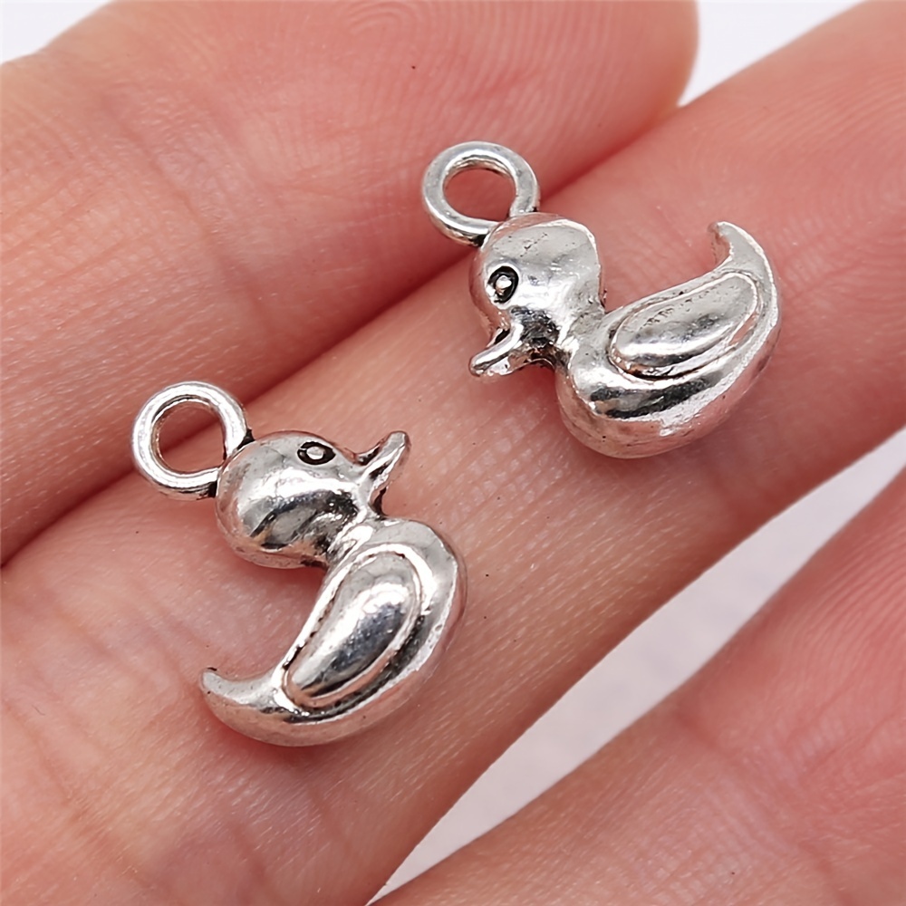

10pcs Bohemian Style Antique Silvery Cute Animal Duck Pendant Women' Vintage Handmade Jewelry Earrings Necklace Accessories