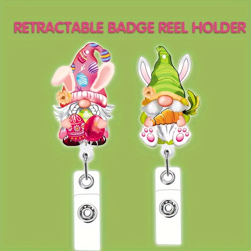 

2pcs Cute Badge Holders, Retractable Lanyard With & , Pink Id Badge Clip, Acrylic () Material, Ideal , Students, Doctors, Nurses, Office Staff, Easter, Christmas, Thanksgiving Gifts