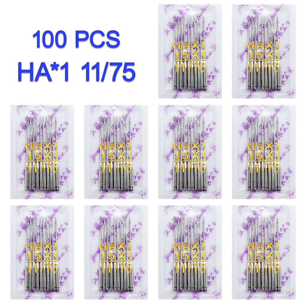 TEMU 100pcs Hax1 Vintage Home Sewing Machine Universal Sewing Needles 9/65 11/75 12/80 14/90 16/100 18/110 Sizes, Suitable For Most Brands Of Home