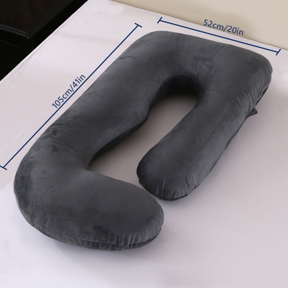 TEMU Mini Oreiller de Grossesse de J 41 Pouces - Oreiller de Sommeil de Maternité Compact avec Taie d'Oreiller Amovible en Velours, Support
