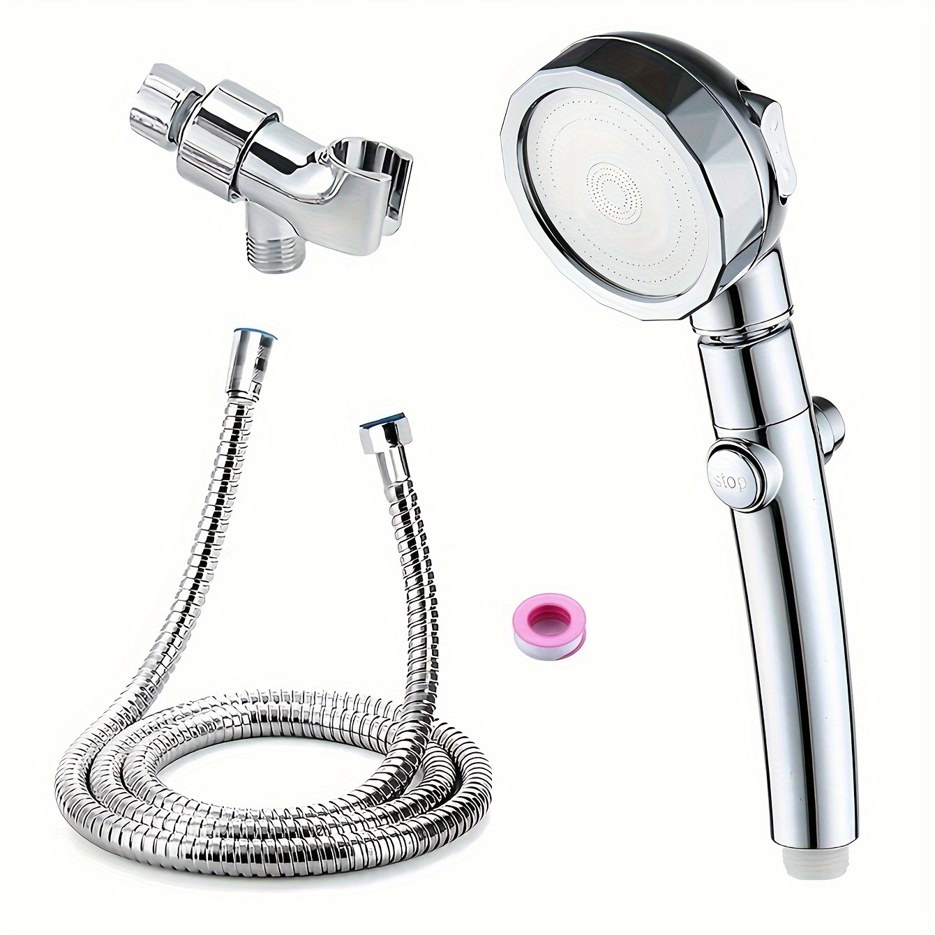 Acquista Nuovo soffione doccia nero a pioggia ad alta pressione 3 modalità  supporto filtro boost regolabile con tubo flessibile per set di accessori  da bagno