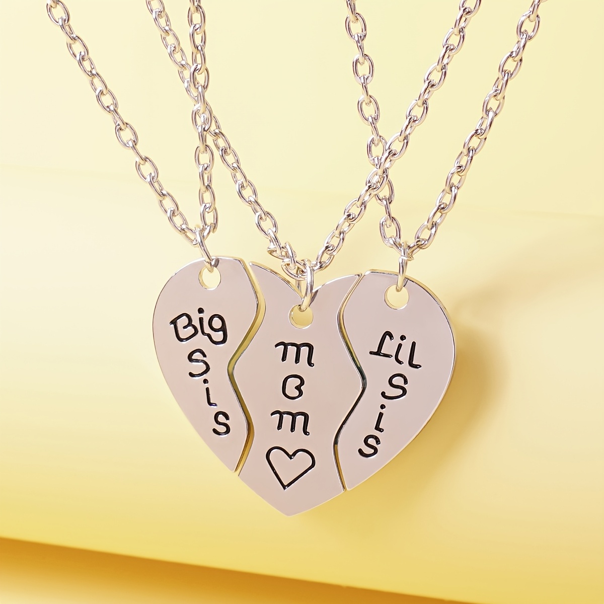 3pcs Set Cute Geometric Shape Pendant Necklace for Women