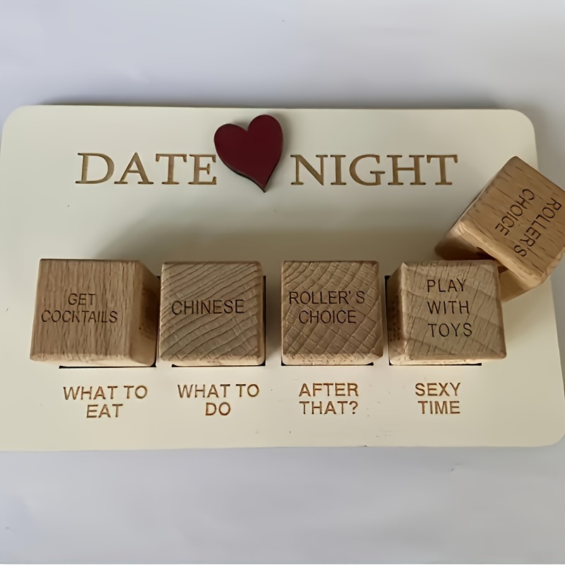 

Set, Wooden Dice Set For Couples, Date Night Dice, Creative Party Game Accessories For Christmas, Halloween, Thanksgiving, Anniversary And Valentine's Day