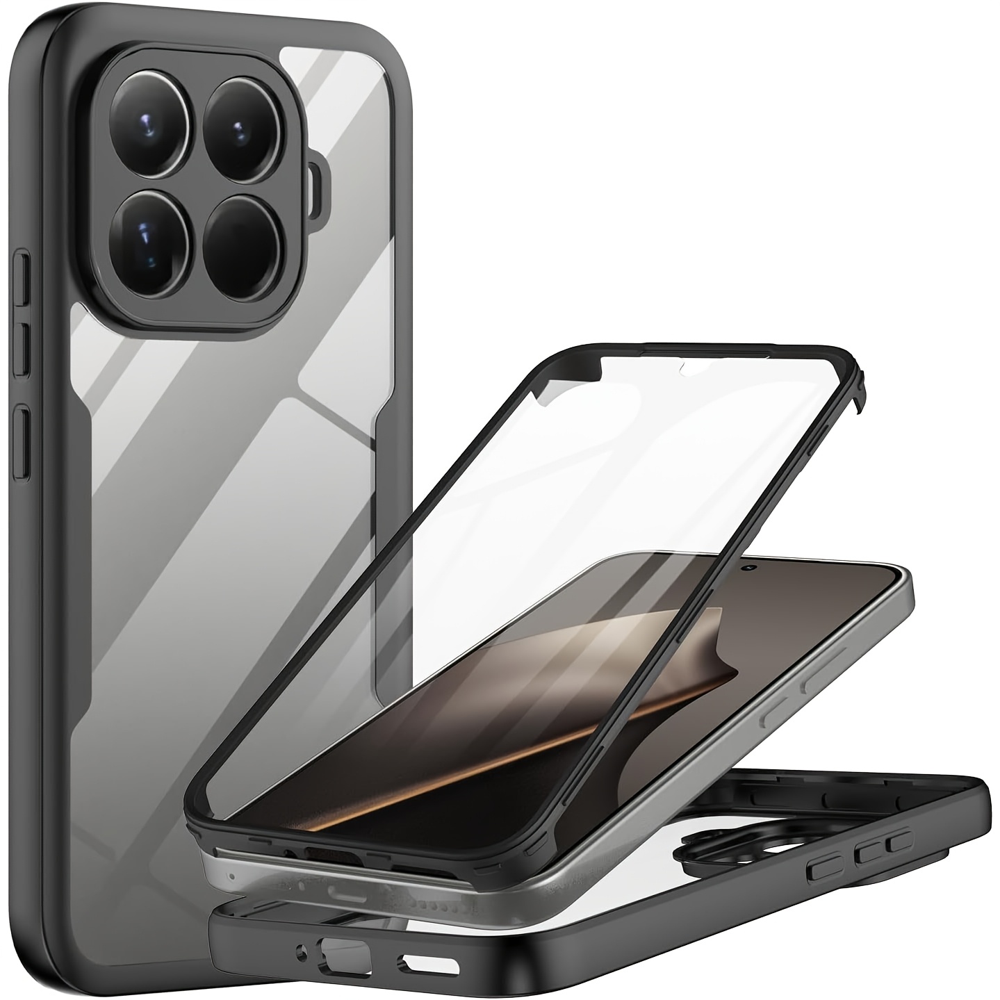 Image of Phone Case - 360 Full Body Protective Double-sided Transparent Shockproof Case Compatible With Xiaomi 15t Pro Hard Back Hd Pet Film Built-in Screen Protector Cover