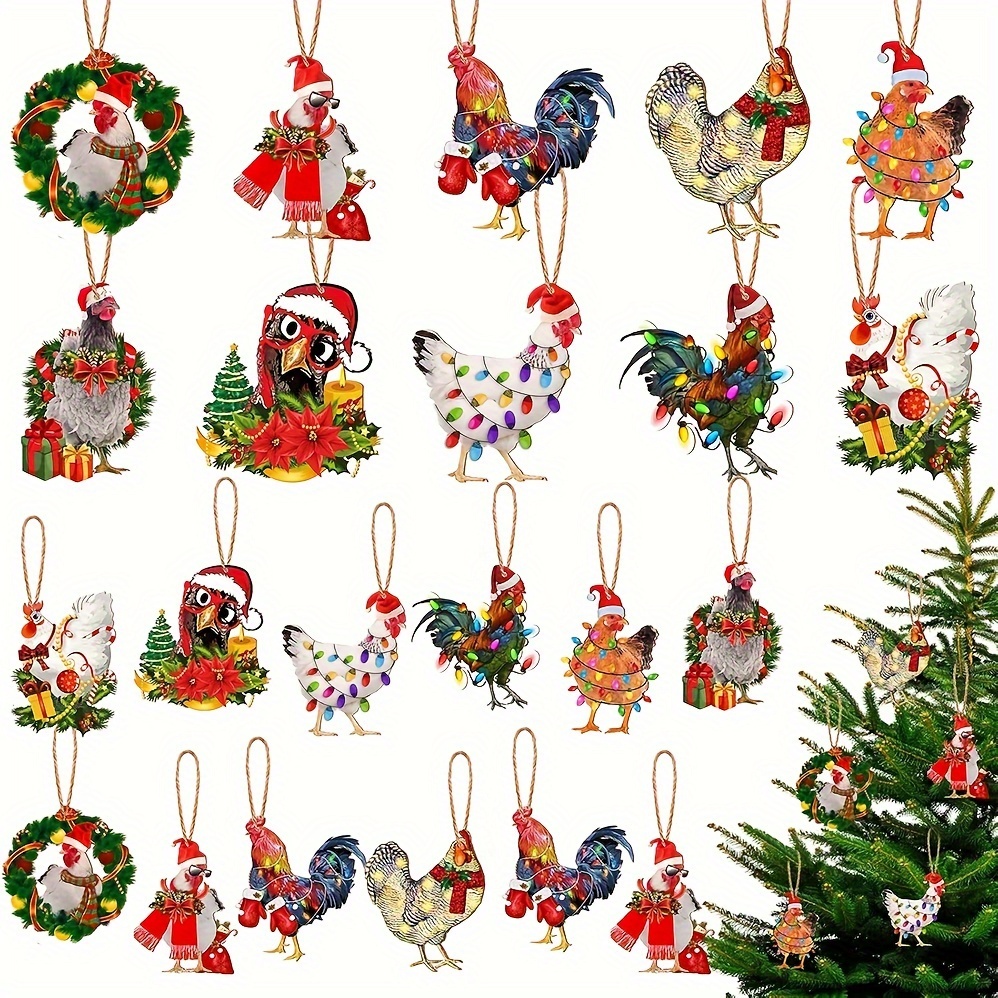 

[top-] 30pcs Christmas Wooden Ornaments Set - Hanging Decorations For & , For