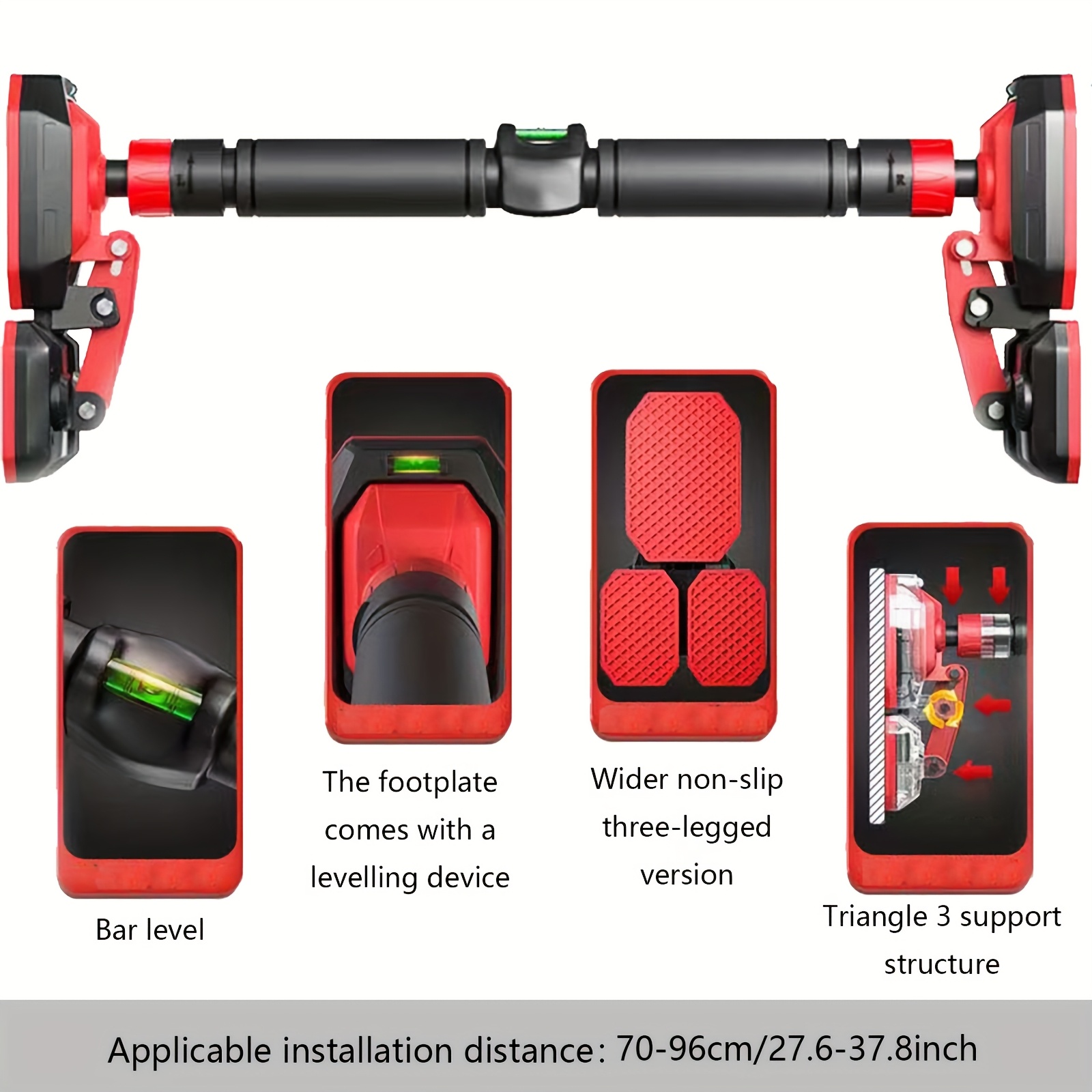 Image of Abahub Double Support Bar, Causing Movement, Adult Fitness And Sports Equipment, Suitable For Indoor Door Frame Wall, No Hole Retracted