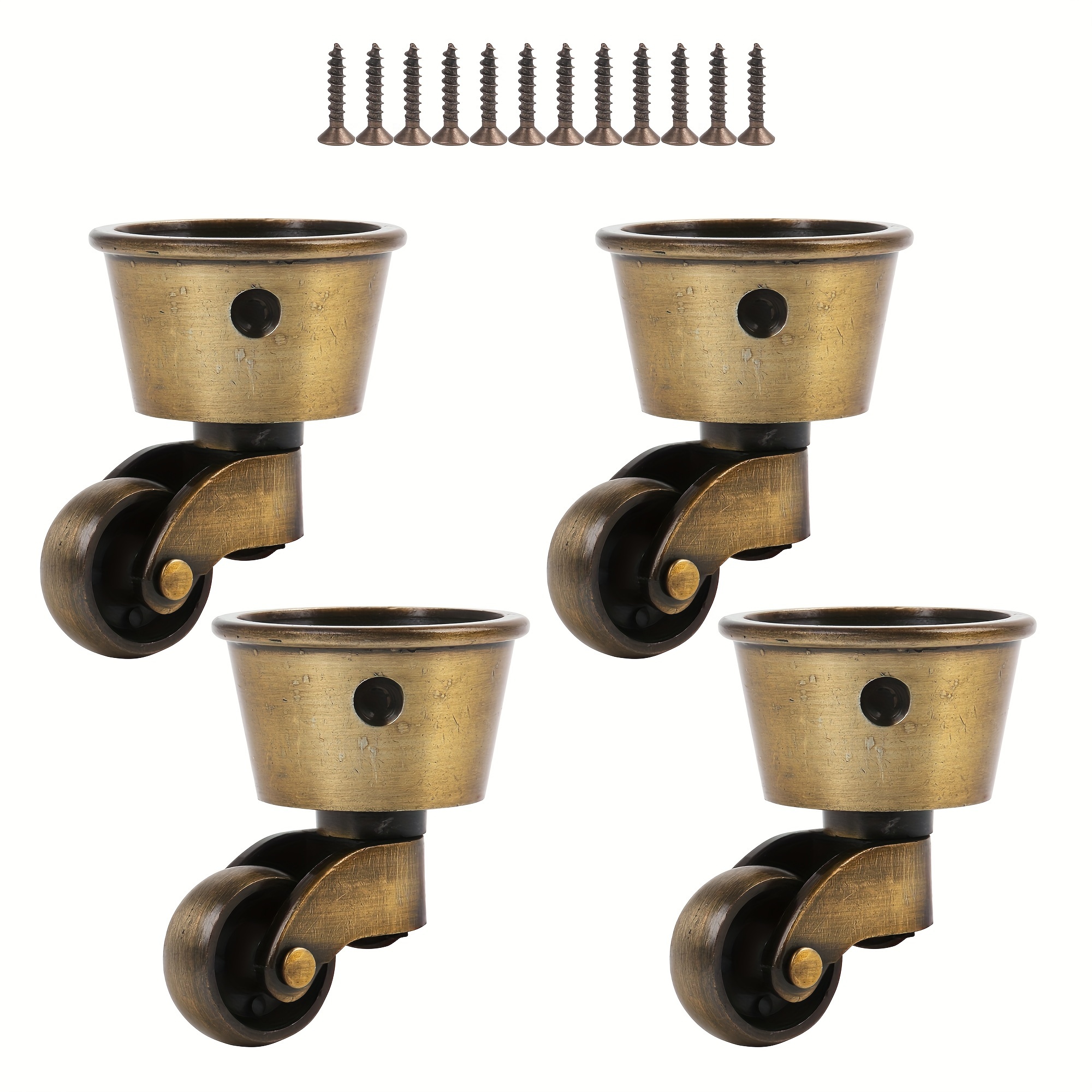 

4pcs Vintage Style Round Cup Casters, 45mm Metal Wheels
