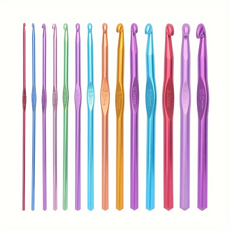 

8/10/14pcs Aluminum Crochet Hook Set - Ergonomic Handles, Sharp Needles For Diy Knitting - Includes Crochet Sweater Needles, Accessories - Ideal For Beginners, Random Vibrant Colors, Yarn Crochet