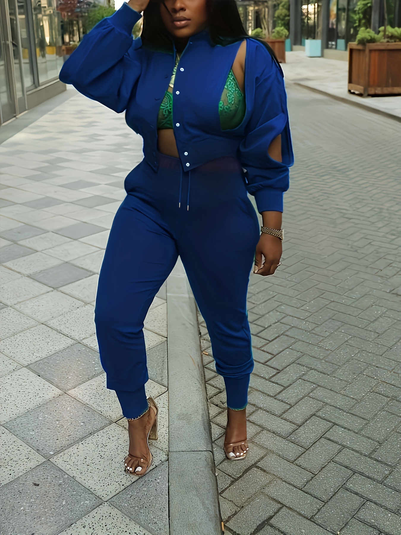 Crystal Beaded Two Piece Set: Long Sleeve Crew Neck Plus Size Jackets And  Skinny Pants For Women Plus Size African Fashion Suit JN2 From  Whenever1808, $36.67