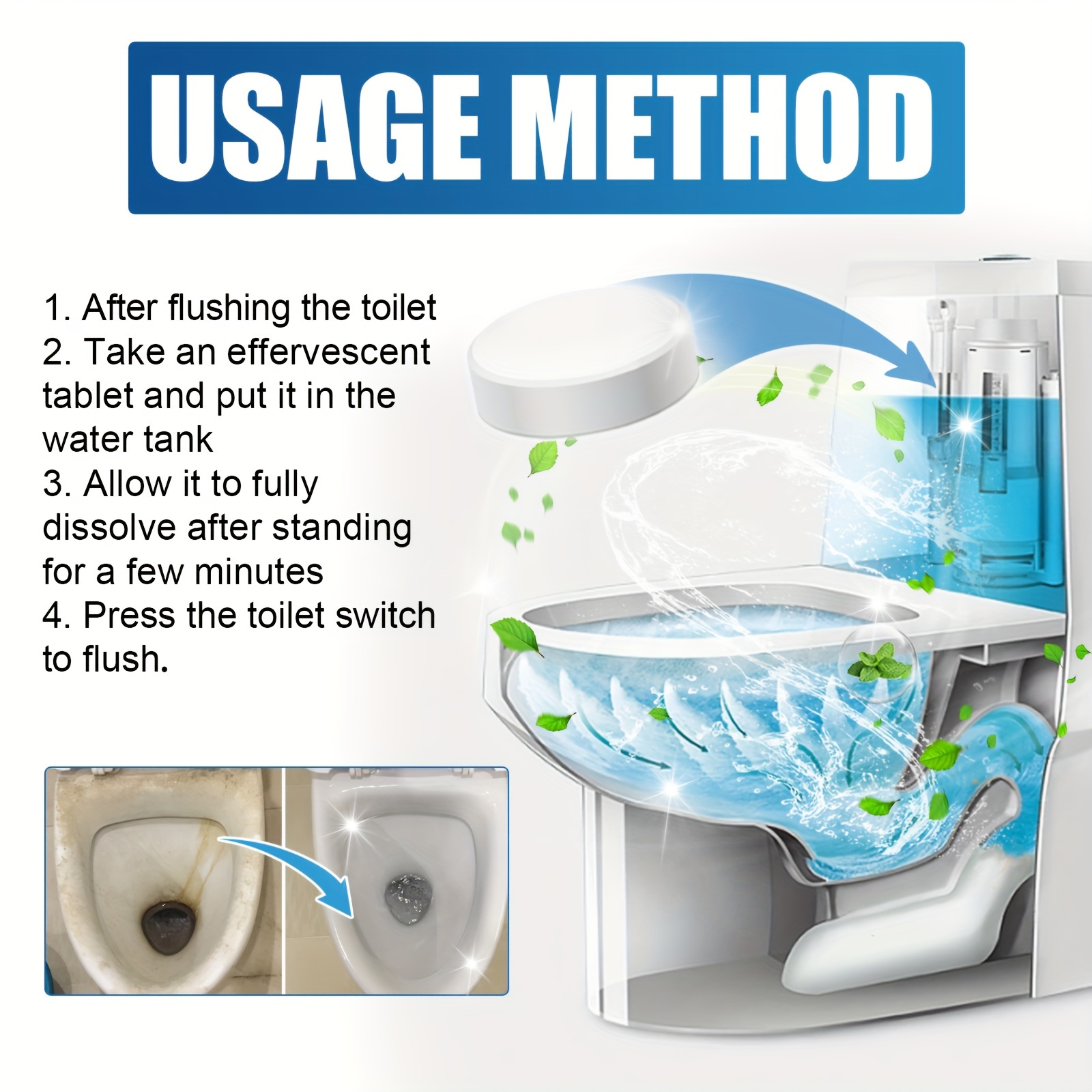 Toilet Bubble Tablets Essential For Removing Urine Scale Limescale Rust And Other Stubborn Dirt