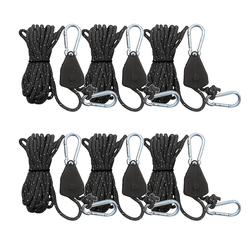 Image of 6 Wind Ropes, Outdoor Tent To Set Up A Tent, Built-in Lock Rope For Convenient Adjustment, 4mm, Reflective Windproof Umbrella Rope, Total Length 4 Meters