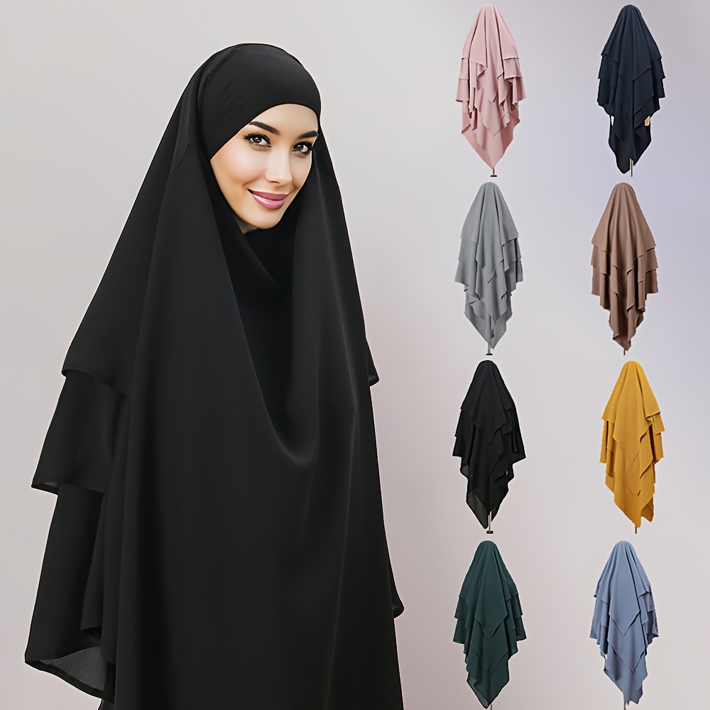 

Elegant 3-layer Chiffon - Solid Color Shawl, Breathable & Machine Washable Polyester, Ideal For Outdoor Events, Casual Wear| Design|polyester Chiffon, Scarf