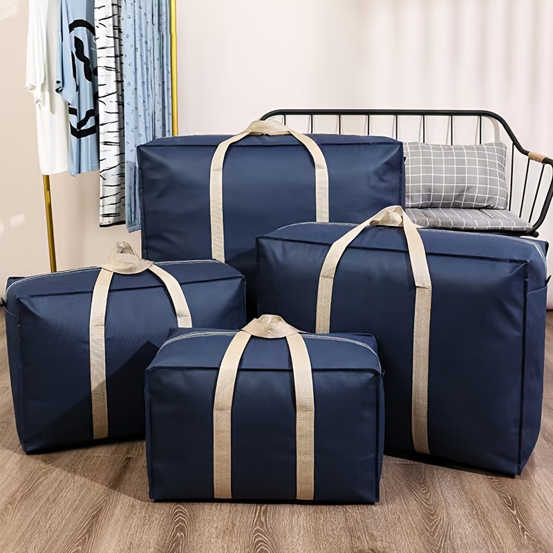 

Extra Large Storage Bag With Reinforced Handles, Non-woven Moisture-proof Moving Tote For Clothes & Blankets, Simplistic Style