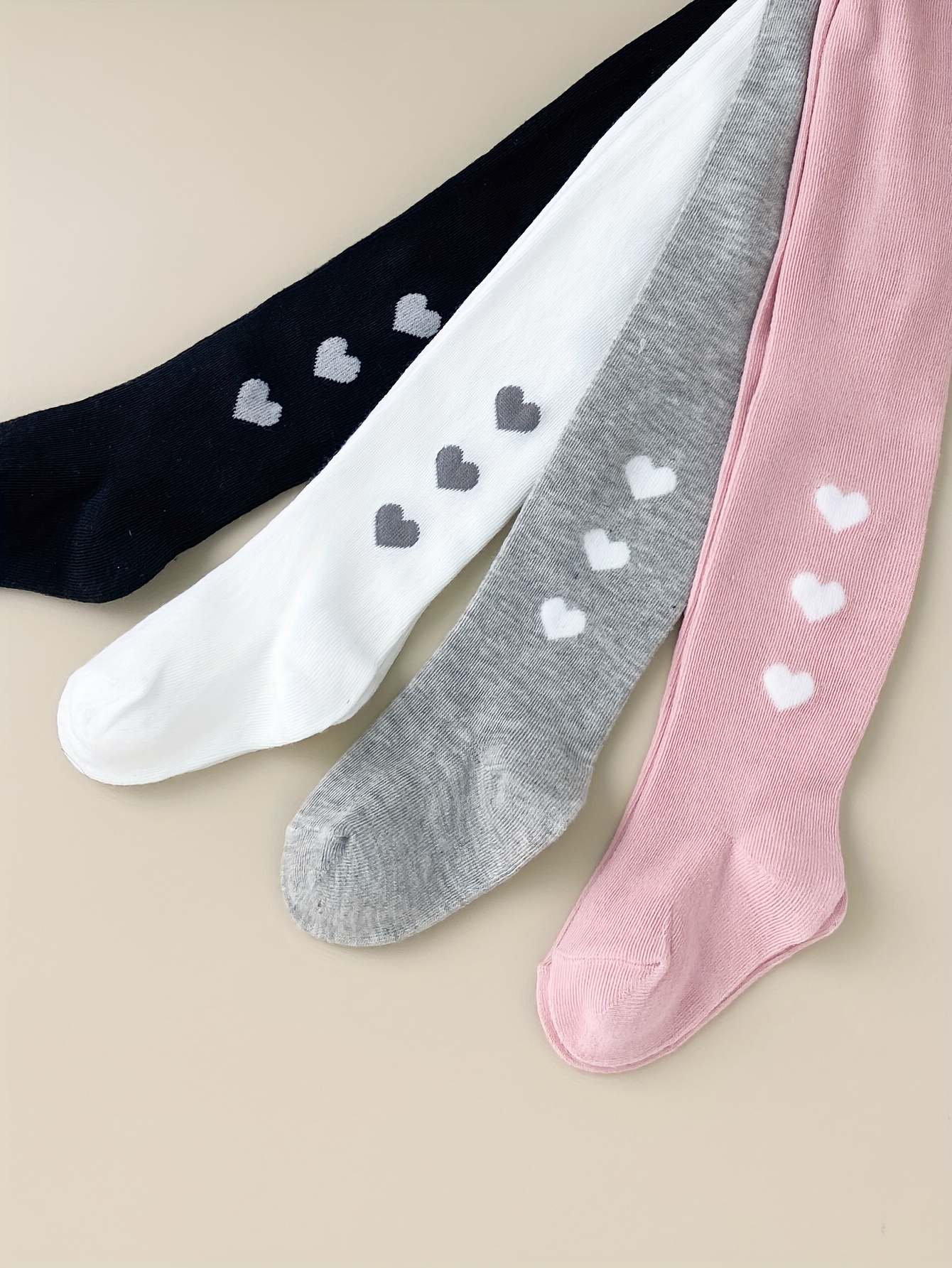 4 stuks Baby Meisjes Elastische Taille Panty's - Zacht, Rekbaar, Comfortabele Pasvorm voor de Hele Dag, Effen Kleuren (, Roze, ), Halve Taille Lengte, Niet-Bindende Pasvorm