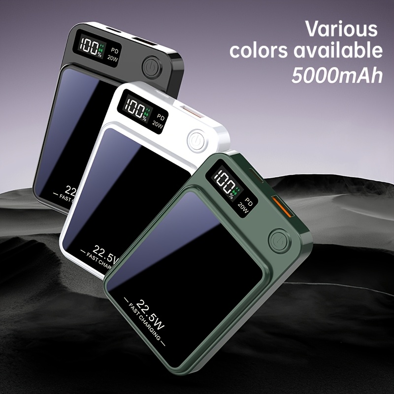 [Fast Charging Power Bank] 22.5W PD Fast Charging Power Bank 10000/5000mAh - Portable Wireless Charger, Magnetic Wireless Charging Pack, USB Type-C, LED Power Display, Rechargeable Lithium Polymer Battery For Android/iPhone Devices