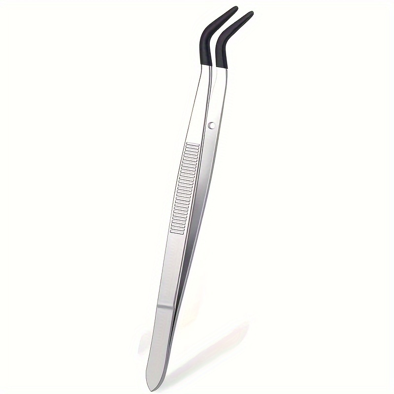 TEMU Tweezers 1/4pcs With Rubber Tips Tweezers Rubber Pvc Silicone Coated Non-marring Flat Tip Bent Tip Tweezers Tipped Tweezers Industrial Jewelry