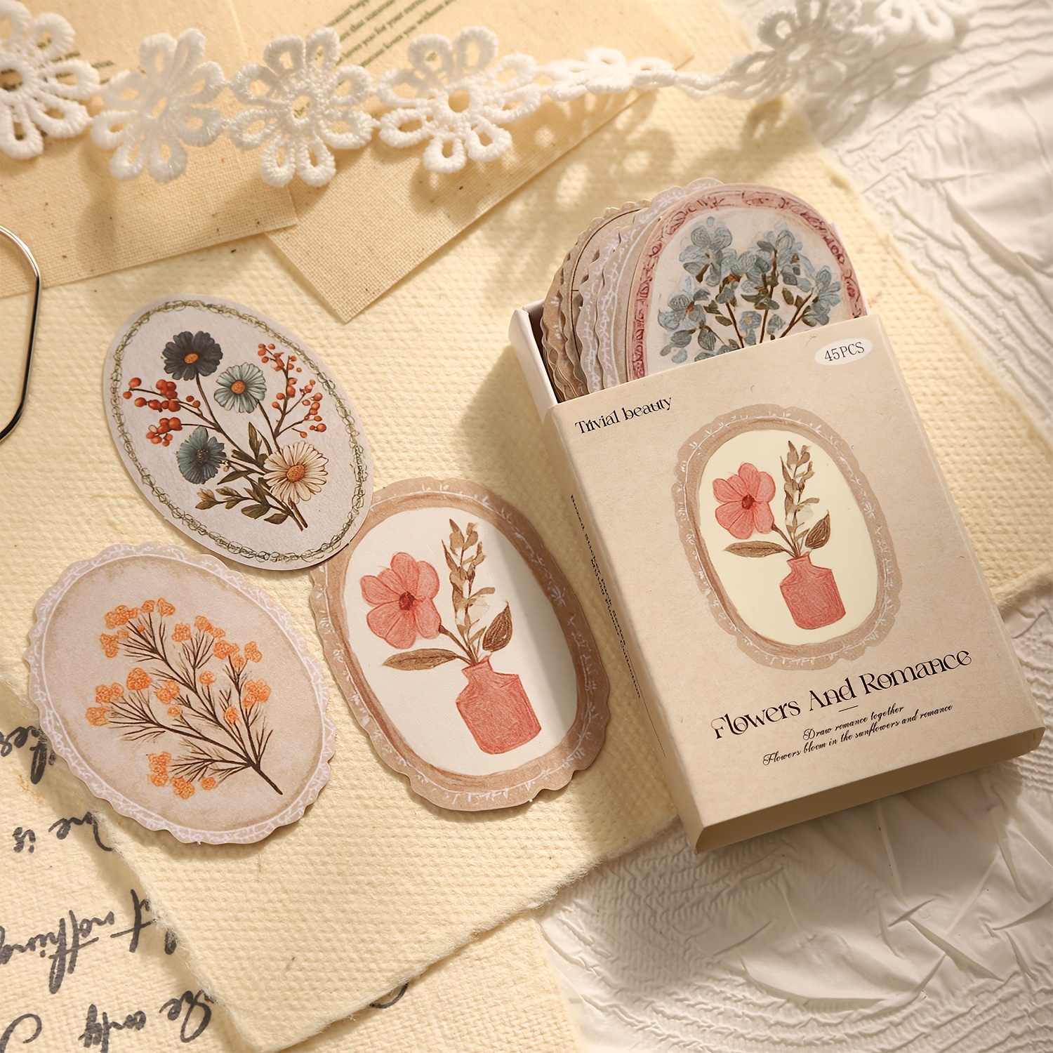 a box of 45 sheets of stickers from     featuring plant   suitable for decorating journals stationery and water bottles and   used as gifts for holidays and birthdays