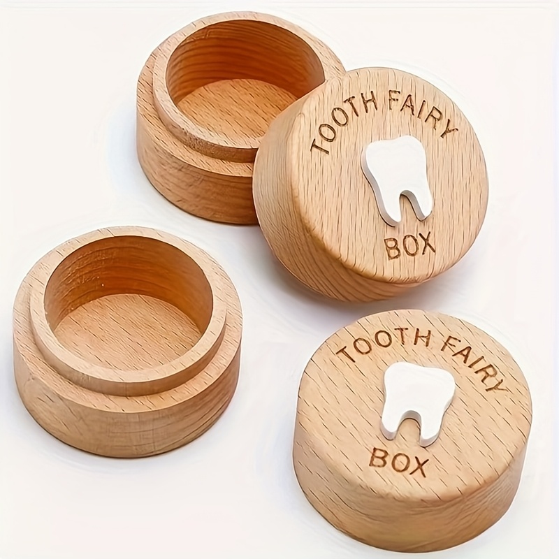 Boîte à Dents De Lait En Bois - Mignon Coffret Souvenir Pour Fille Et Garçon (6x6cm)