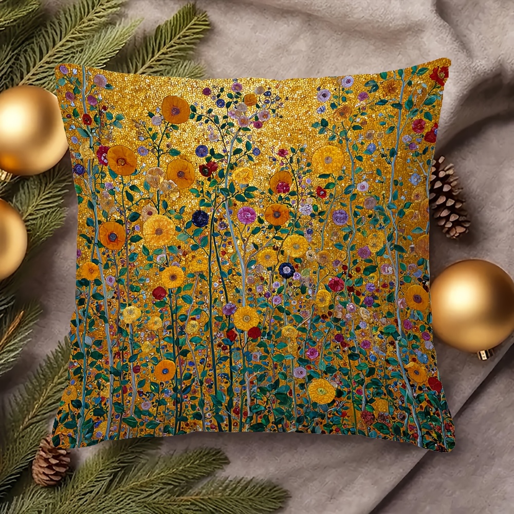 1pc of double sided short plush decorative pillow cover featuring   klimts golden     in   sizes   decorating your sofa living room bedroom or office pillow insert not included ybzc2130