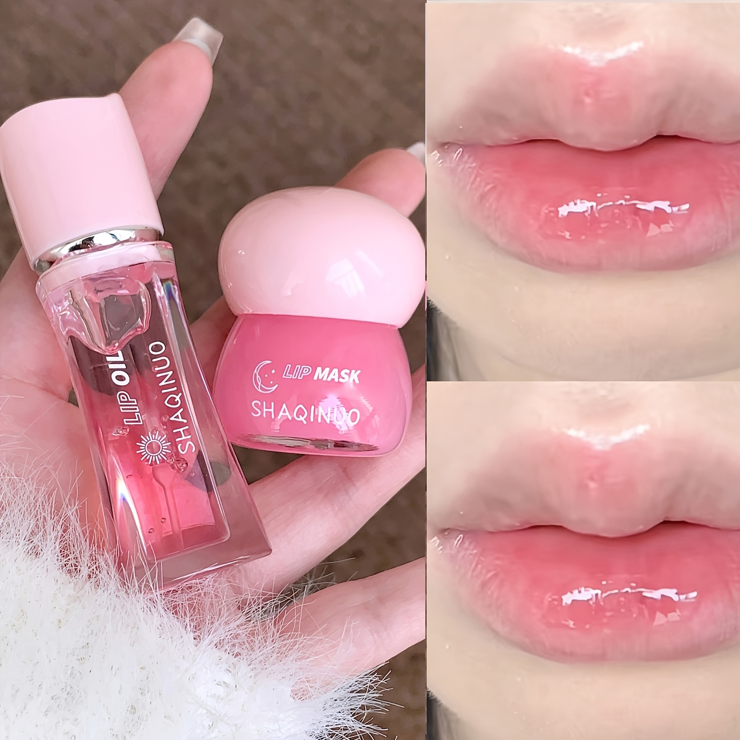 Image of Plant-based Moisturizing Lip Care Set, Lipstick Base Makeup Lip Care Lip Oil, Moisturizing Lips Not Dry, Daytime Lip Mask Moisturizing, Nighttime Lip Mask Lighten Lip Lines, Improve Lip Peeling