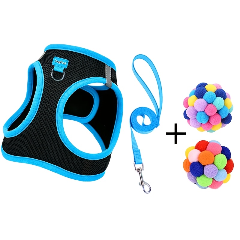 TEMU Mesh Leash, Gift For Cats And Dogs Toy Ball, Small Pet Chest Harness Dog Leash Vest Style Breathable Walking Rope T-shirt Vest Reflective Chest