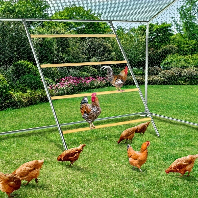 

Metal Chicken Perch Stand With Wooden Bars For Hens And Other Small Animals - Durable Roosting And Training Accessory For Chicken Coop