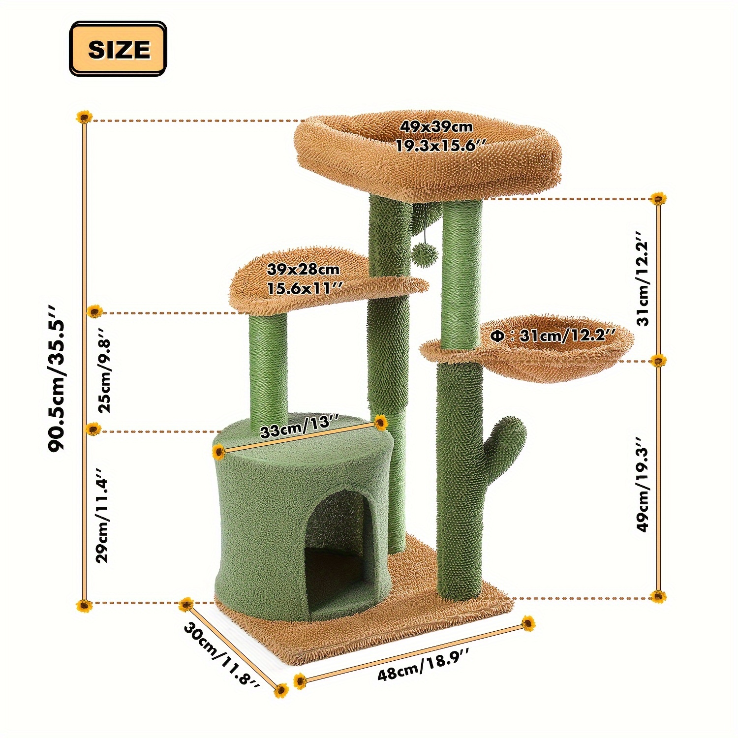 Small Cat Tower With Sisal Covered Scratching Post, Cozy Condo, Plush Perches And Fluffy Balls For Indoor Cats