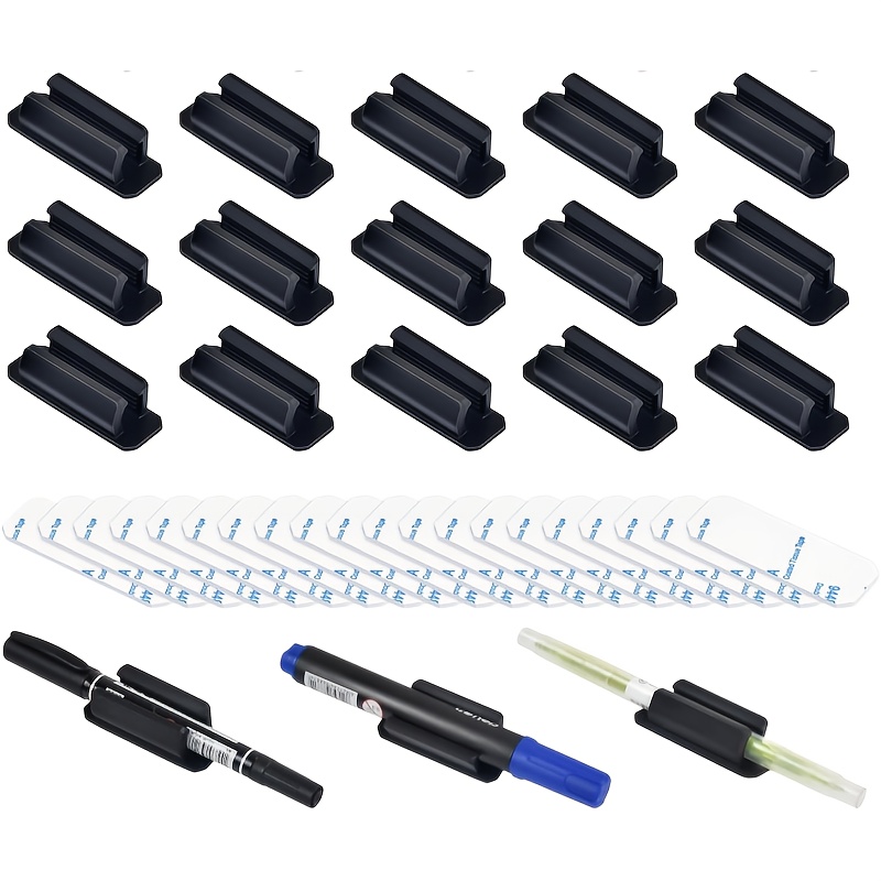 TEMU Set Of 15 Pen Holders, Silicone Adhesive Pen Holders For Desks, Office Supplies, And Teacher Tools, Pencil And Marker Holders
