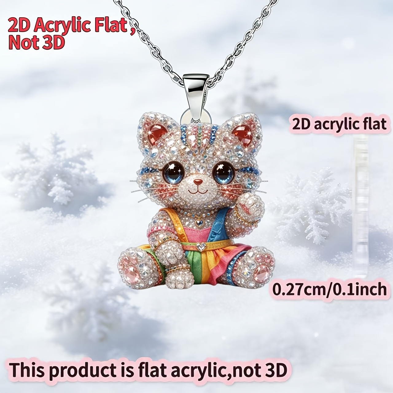 Women's Cute Bear Acrylic Pendant Necklace, Gift for Her