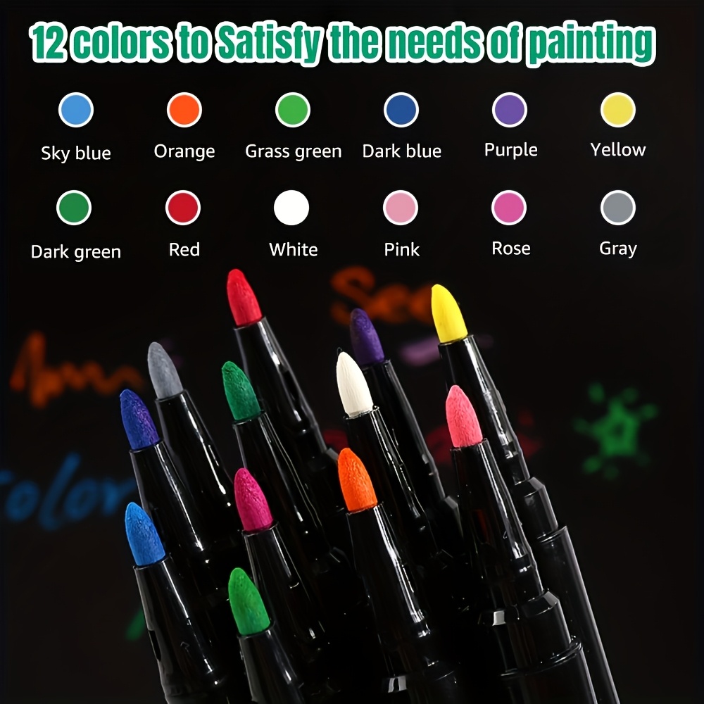 

12pcs Liquid Chalk Markers, Fine 1mm Tip, Vibrant Colors, Easy Wet Erase, Non-toxic, Smooth Writing, With Ideal For Glass, Mirrors, Fridge & Window , For 14+