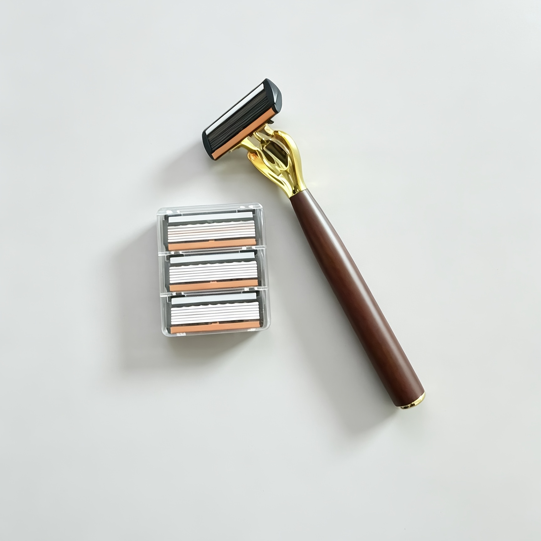 TEMU Grain Men's Manual Safety Razor, 1pc Handle And 3pcs Replacement . Featuring 6-layer Stainless Steel And Ergonomic Non-slip Handle - Smooth