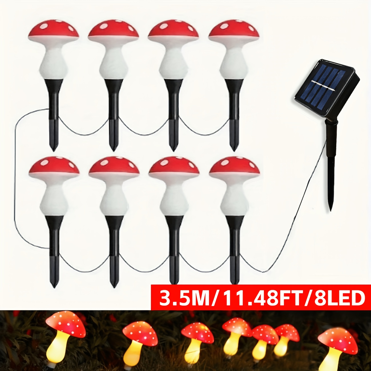 E-shop Solar Erdspieß Pilzleuchten [20/12/8 Stück Solar Pilzleuchten Sets] Solar Gartenleuchten für Außen, Gewerbliche Beleuchtung mit 8