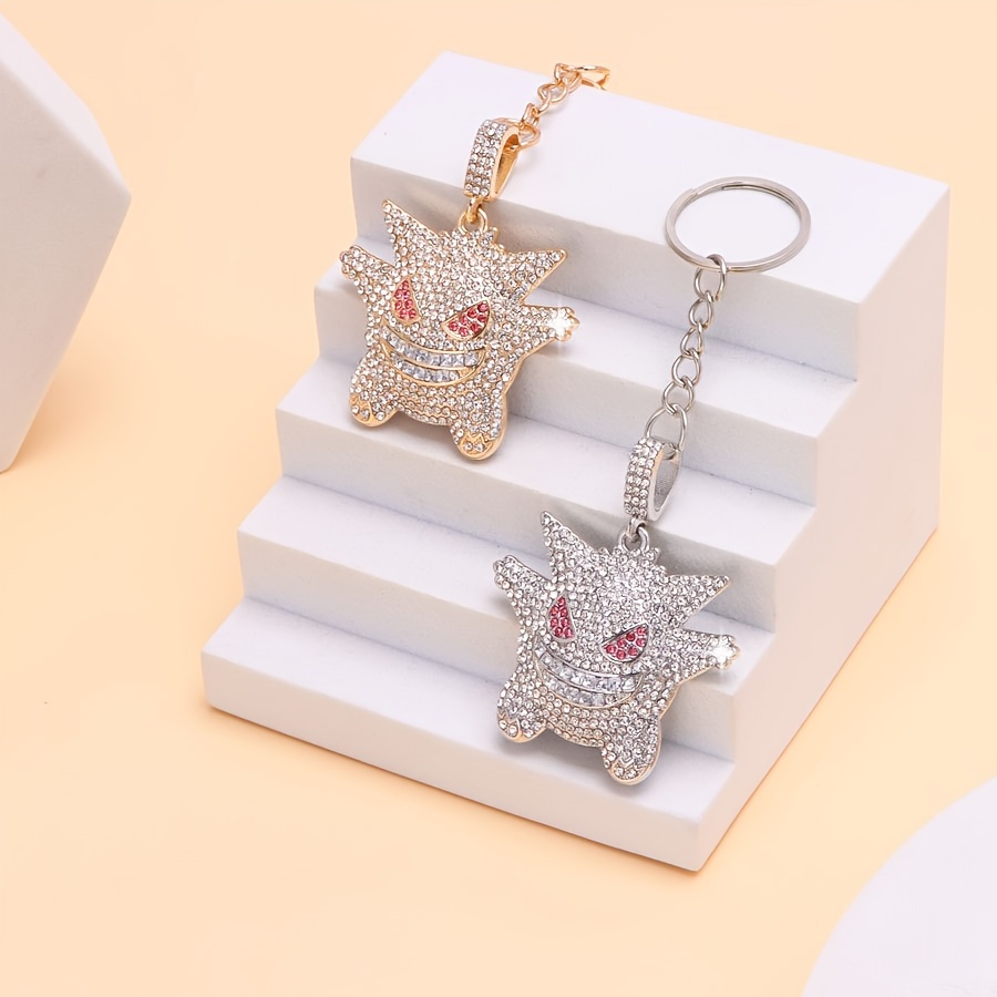 

Valentine's Couple Keychain Set, Cartoon Rhinestone Alloy Keyring, Hip-hop Style Pendant With Ring Buckle, Decorative Novelty Keychain Accessory, Single Piece - Perfect For Gifting