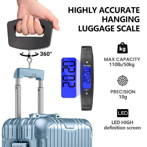 1pc 110lbs digital handheld luggage hanging scale for tools portable electronic scale fast scale with backlit lcd display travel essentials batteries not included