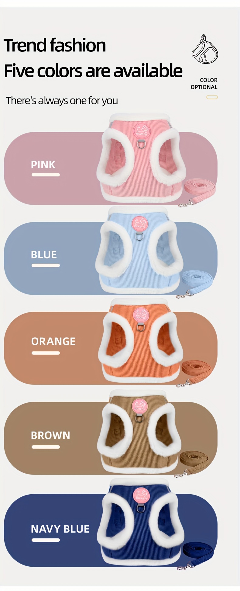 Chaleco Arnés para Gatos Cómodo y Reflectante con Correa - Suave, Cálido Poliéster en Rosa, Azul, Marrón | Ajustable, Accesorios Metálicos Duraderos para Paseos Nocturnos Seguros | Apta para la Mayoría de los Gatos, Arnés y Correa para Gatos