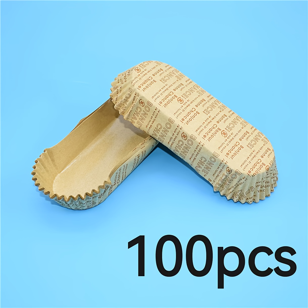 E-shop 50/100 Stück Französische Segensbotschaft Kuchenbecher - Hellbraunes strukturiertes ölfestes Papiert mit 3D Rüschenkanten & eleganter , stabile