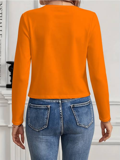 orange cartoon pumpkin halloween print womens casual jacket