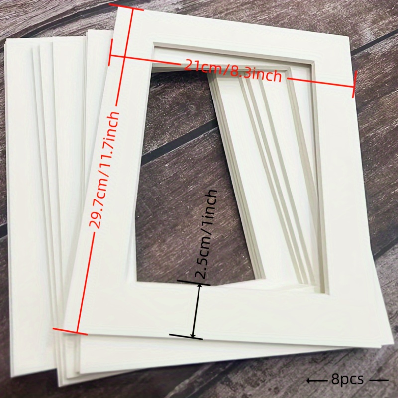 Image of 8pcs Beige Photo Frame Liners, 10x8 Inch - Thick 1mm Cardstock For Picture Display & Wall Art Decor