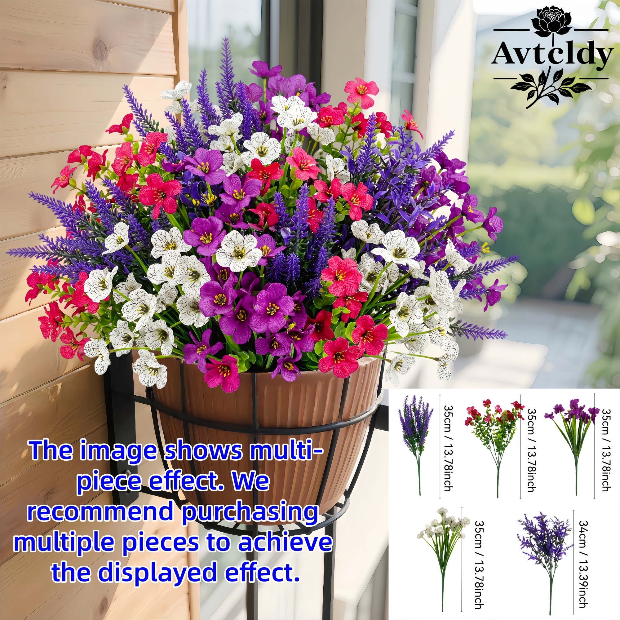 TEMU 5 Bouquets Of Outdoor Artificial Flowers, Uv-resistant Artificial Flowers, Multi-colored Daisy And Lavender Artificial Plant Combination