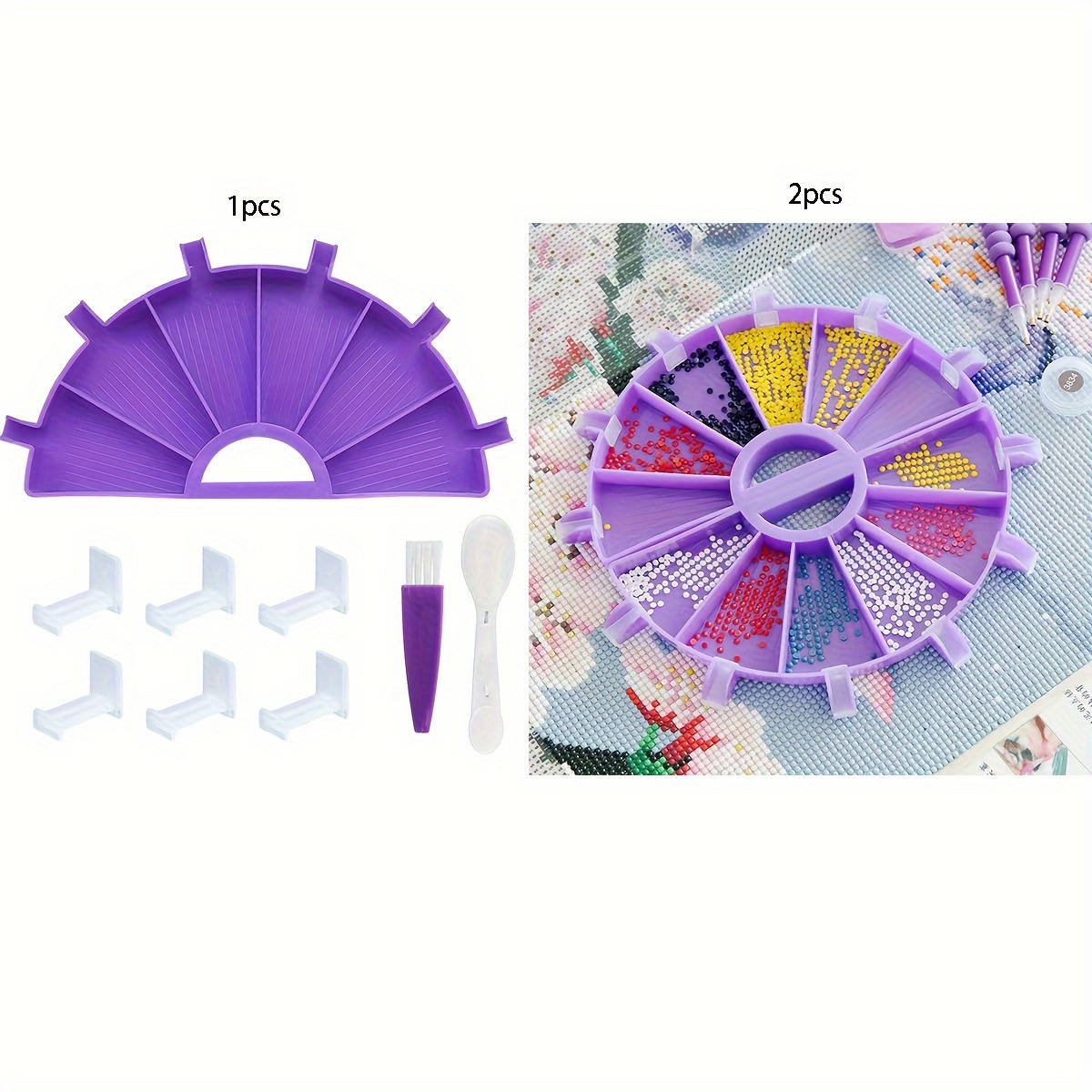 

D5 Diy Diamond Painting Multifunctional Diamond Storage Tray Assembly Round Semicircle Diamond Storage Tray