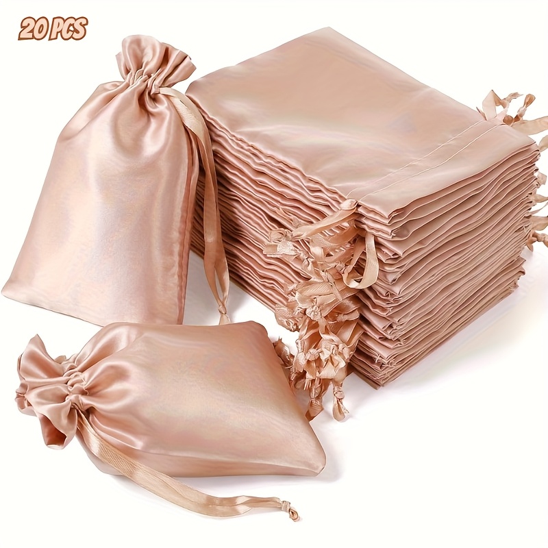 Image of Gift For Her/him 20pcs Satin Bags With Drawstring, Wedding Favor Drawstring Bags, Mini Gift Bags For Jewelry, Valentine's Day, Craft, Birthday, Business, Party Favors Bags. Minimalist