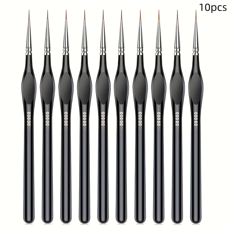 E-shop 10/15 Stück Miniatur-Pinsel Professionelle Kleine Flache Synthetikborsten & Rillengriff - Ideal für Figuren, Modellbau, Aquarell,