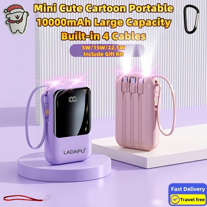10000mah mini cute 5w 15w 22 5w super fast charging multifunctional power bank large capacity rechargeable portable mobile phone charger built in     led lights outdoor travel battery packs   usb c input