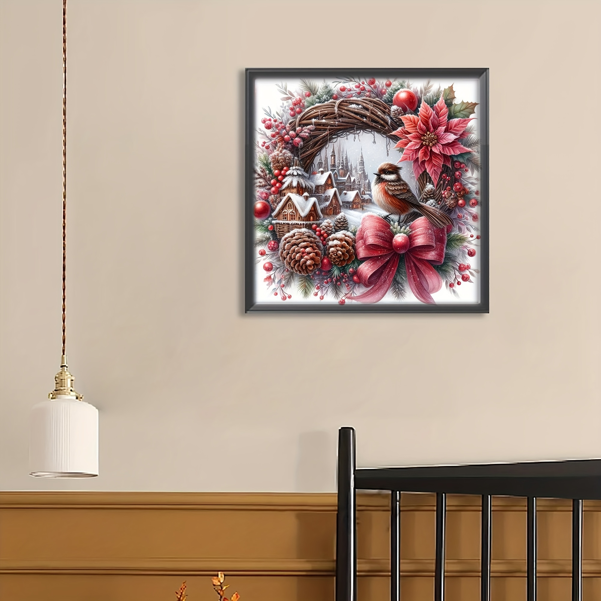 TEMU 1 Juego - Kit de Bordado con Tema Navideño, de Punto de Cruz DIY, 11CT con Tela, Hilo y Agujas, Decoración para el Hogar sin , 14.17x14.17