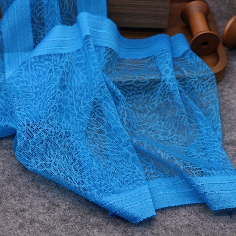 

2 Yards Of Sky Blue/peacock Blue/royal Blue Elastic Lace Fabric For Diy Sewing & Knitting Projects