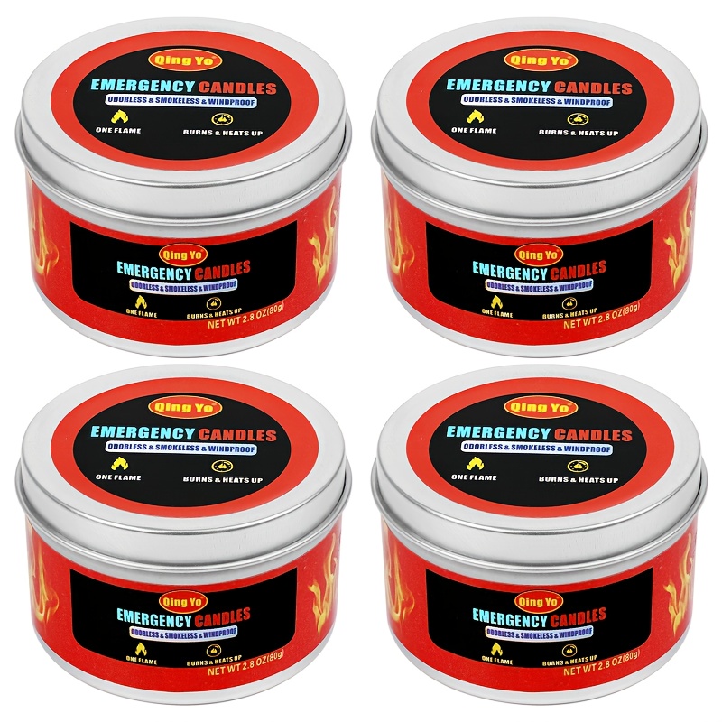 Image of 4 Canisters Of Heated Soy Candles Are Perfect For Container, , Outdoor Camping, And Emergencies - An Essential Household Item And A Great Holiday Gift For Fathers And